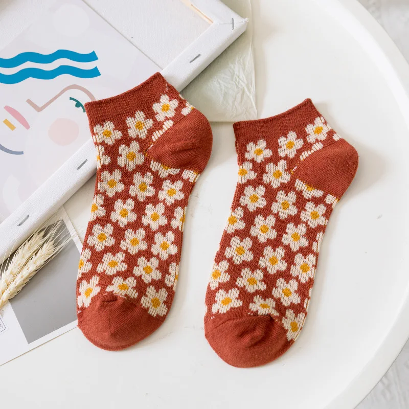 

Japanese Cute Flowers Socks Cotton Women Harajuku Casual Spring summer Female Kawaii Girl Ankle Socks Vintage knitting Socks