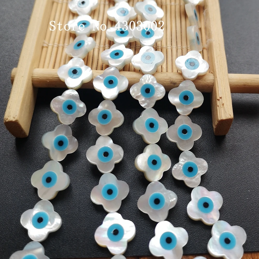 

100 шт./лот 10 мм натуральный 4 Клевер синий сглаза перламутровая раковина для DIY ювелирных изделий четыре клевера резка Швабра жемчужные ракуш...