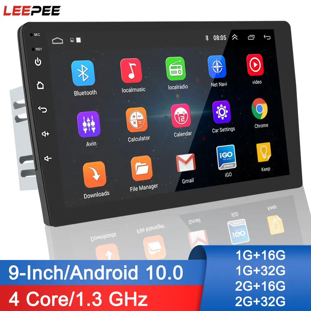 

Автомагнитола универсальная, 2 Din, GPS, Wi-Fi, Bluetooth, Android 10,0, 9 дюймов, 4 ядра, 1 ГБ/2 ГБ