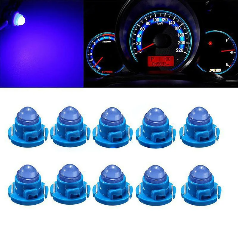 

10Pcs T4.7 Blue Neo Wedge LED Bulbs 0.5W 12V 20LM Car Dash A/C Climate Control Instrument Base Lights Interior Parts Accessories
