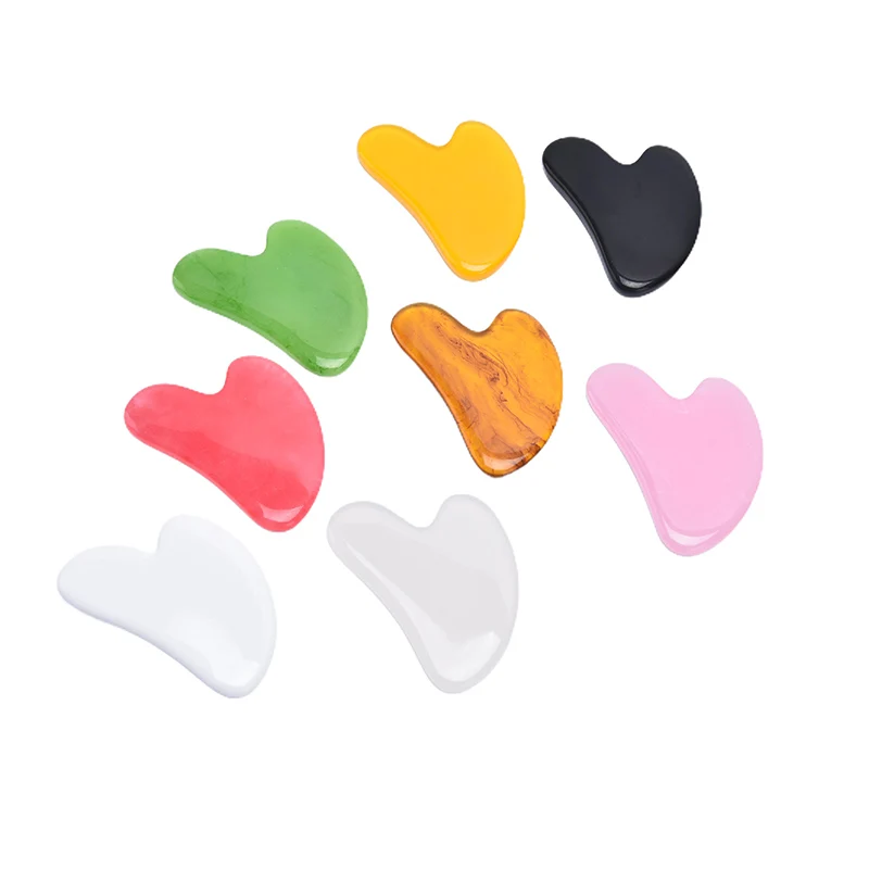 

1 PC Resin Heart-shaped Massage Scraping Board Artificial Rose Gua Sha Board Face Neck Body acupoint Massager tool Guasha Plate
