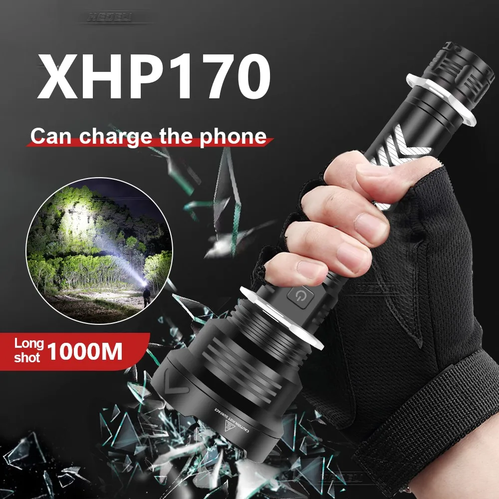 

2021 новейший XHP170 светодиодный фонарик перезаряжаемый тактический фонарь 18650 самый мощный светодиодный фонарь XHP90 Рабочая лампа