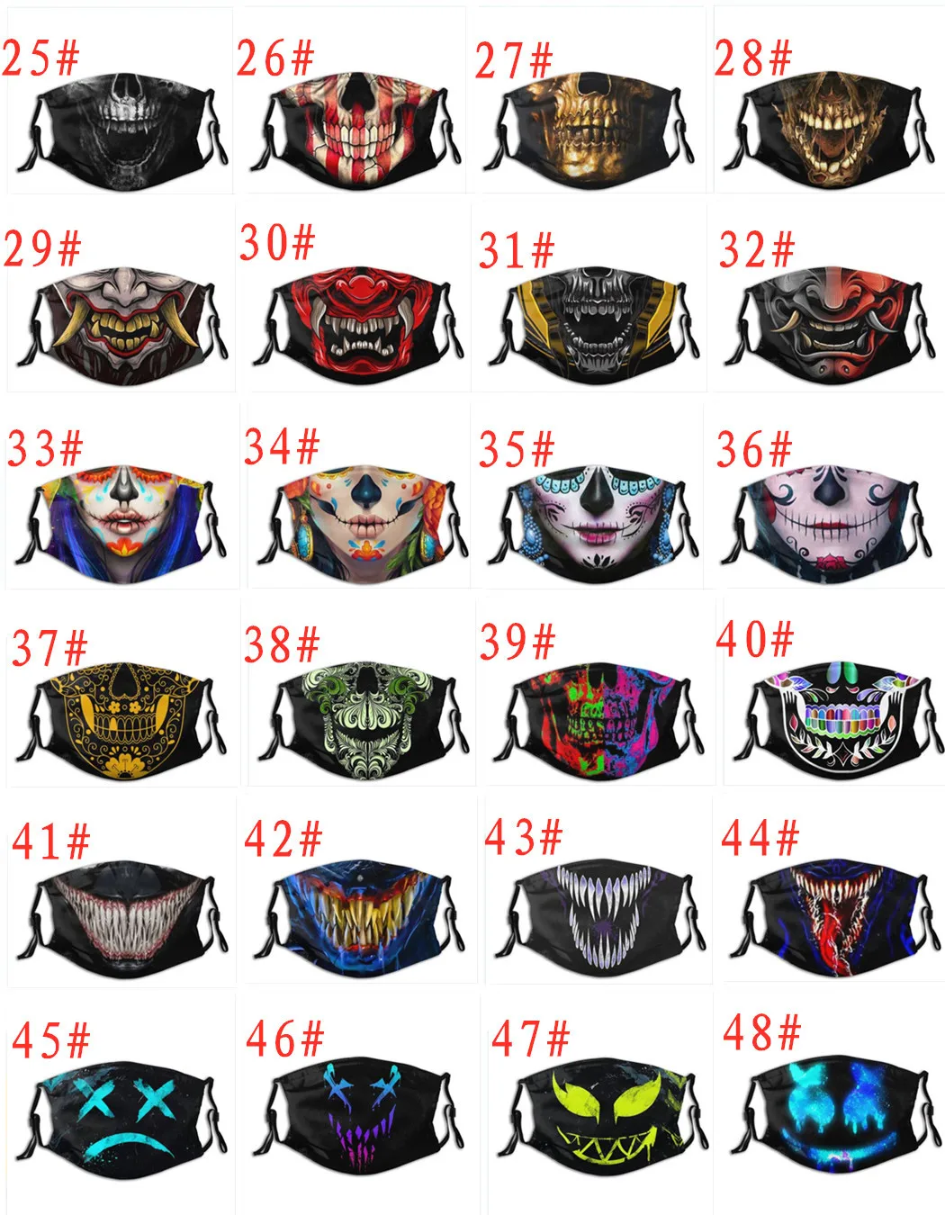 

Adult Masque lavable Prank Women Man Print Masques Face Masques Reusable 1PCS Masques Halloween cosplay cubrebocas Mask