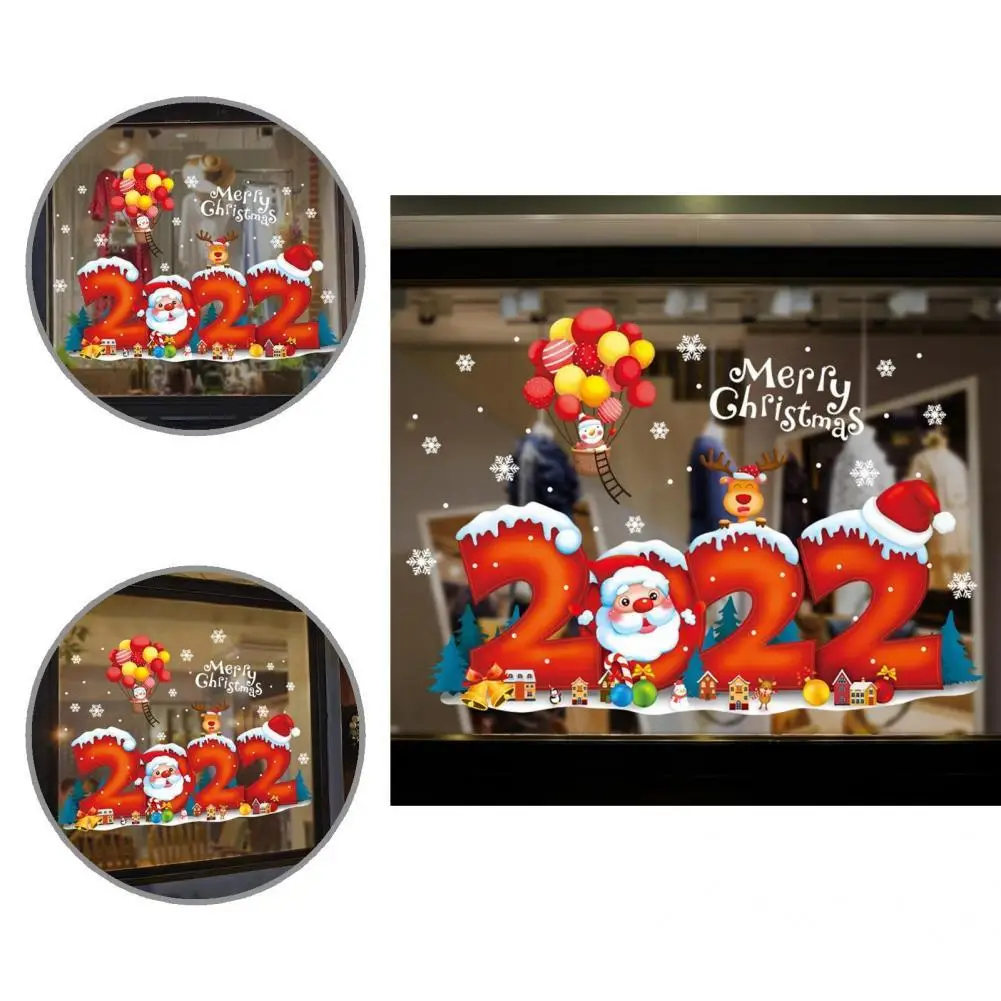 

Tile Mural Beauty Vibrant Color Easy to Install 2022 Santa Claus Window Art Decor for Mirror Window Sticker Window Sticker