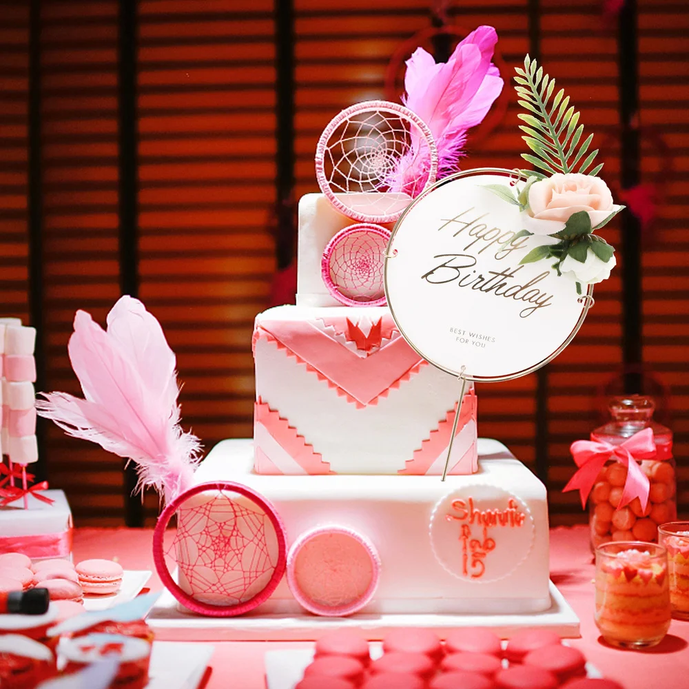 

3pcs Flower Birthday Cake Decorative Toppers Cake Ornaments (Assorted Color)