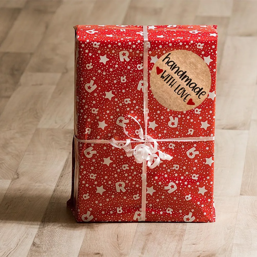 

500pcs Vintage Kraft Paper Stickers Scrapbook Gift Stationery Label Stickers Handmade With Love Thank You For The Stickers