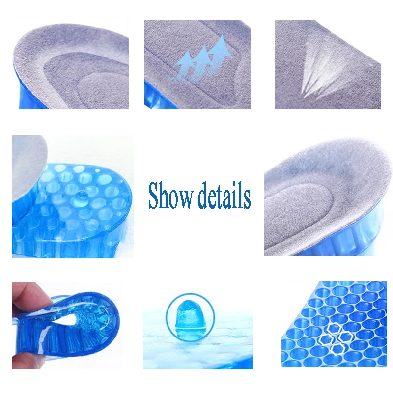 

Classic Silicone Massage Insoles Insert Height Increased Half yard Cushion Insole Unisex Comfortable Feet Soles Shoe Accessories