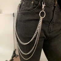 hip hop punk metal multi layer waist pants chain hipster rock keychains trousers jeans key ring men women jewelry