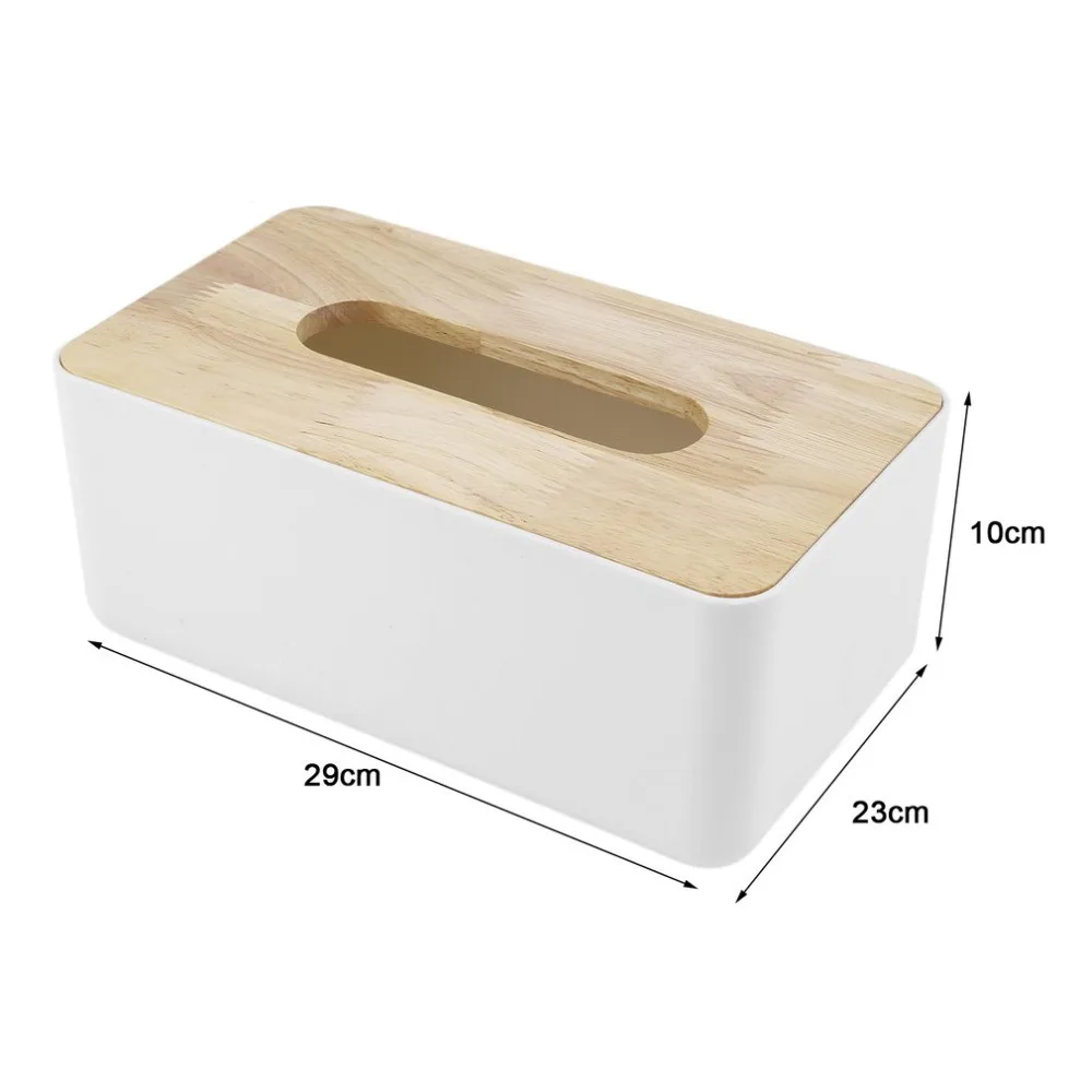 

Rectangle Wooden + Plastic Tissue Box Solid Wood Napkin Case Home Office Car Container Organizer Decoration For Removable