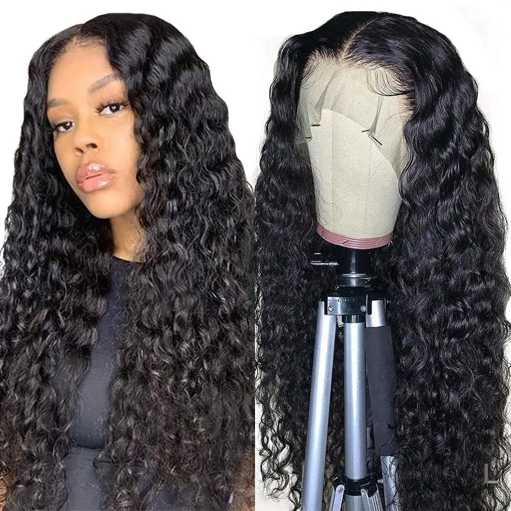 

Cheap Deep Wave Wig 30 Inch 180 Density Curly Lace Front Wig T Part Hd Transparent Lace Frontal Wigs Lace Front Human Hair Wigs