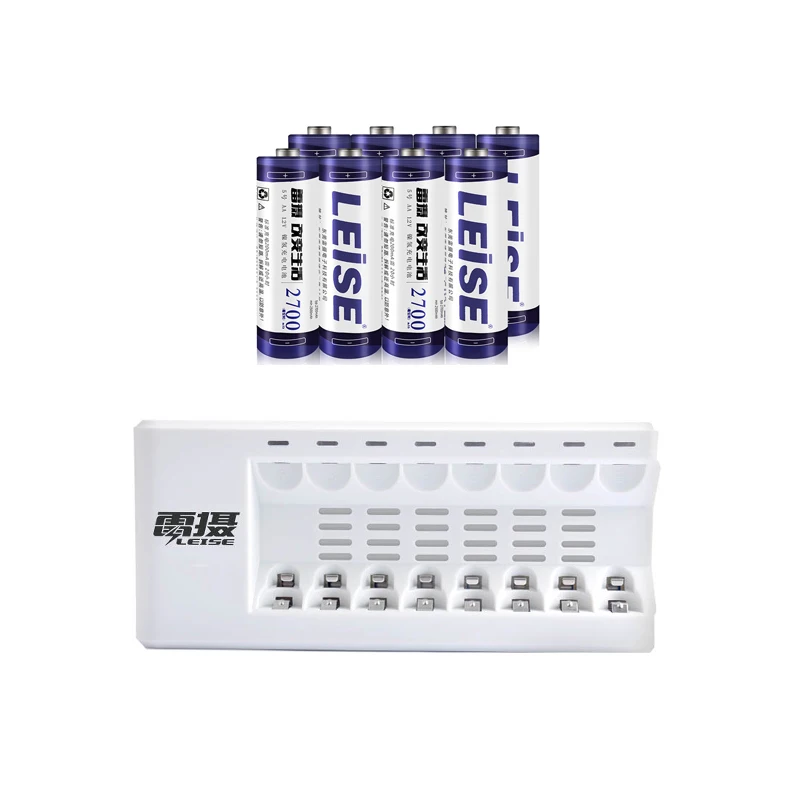 8pcs AA2700 Leise C857 Батарея Зарядное устройство набор 8 шт. металл-гидридных или никель 1,2 V AA AAA Перезаряжаемые Батарея быстрой зарядки указать светильник универсальный разъем - Цвет: 8pcs AA2700