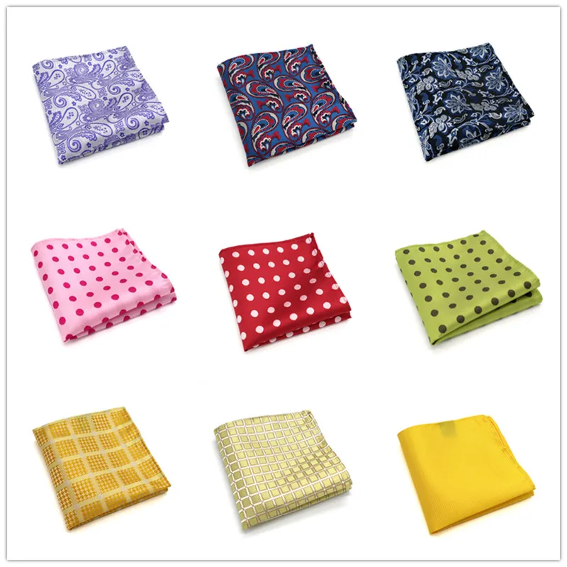 

41-60 HOT Mens 100% Silk Handkerchiefs Floral Paisley Stripes Polka DOTS Pocket Squares For Suits Jackets Wedding Party Business