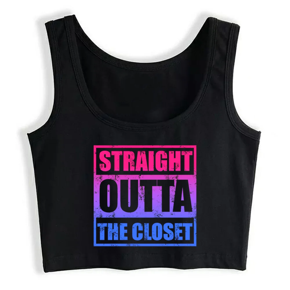 

Crop Top Women Straight Outta The Closet Bisexual Lgbt Bi Harajuku Emo Aesthetic Grunge Tank Top Female Clothes