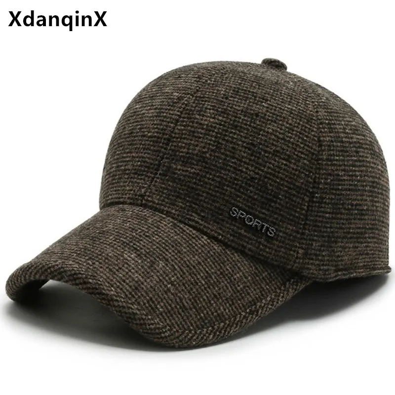 

XdanqinX Толстая теплая Бейсболка s для мужчин зимние наушники шляпа с вышитыми буквами Спортивная Кепка Мужская Регулируемая Размер бейсболки