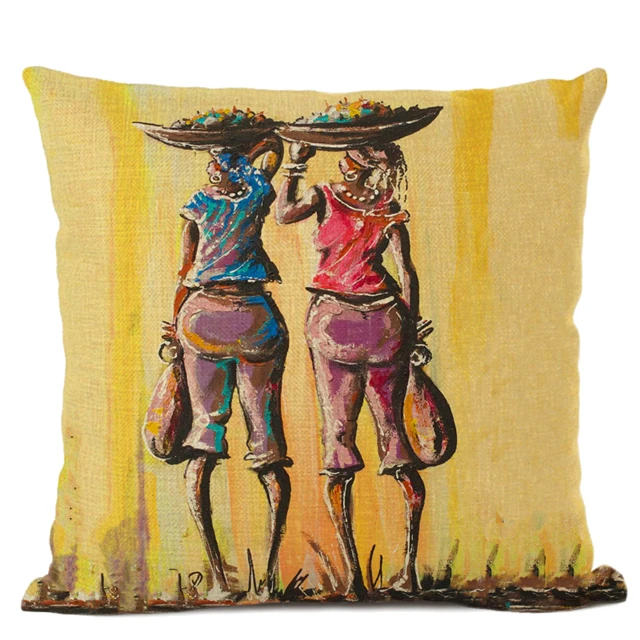 Африканская племенная жизнь картина маслом диванная наволочка для дивана
