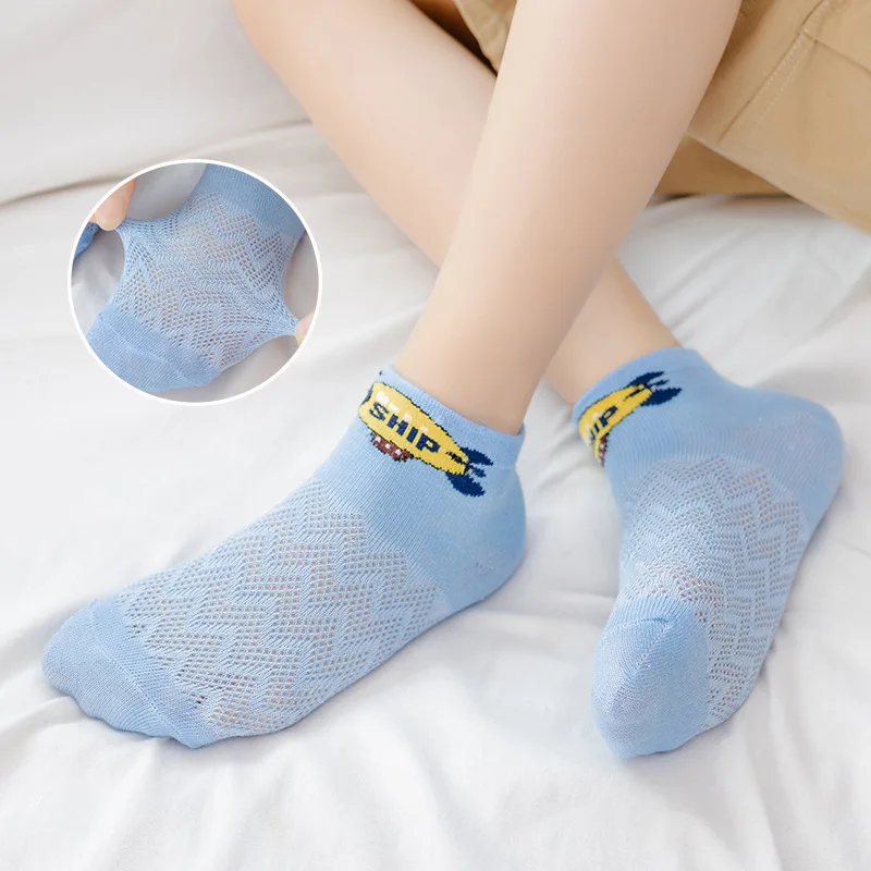 

5Pair/Lot Children's Socks Summer Thin Boat Socks Cartoon Universe Boy Short Socks Cotton Mesh Children's Baby Boat Socks