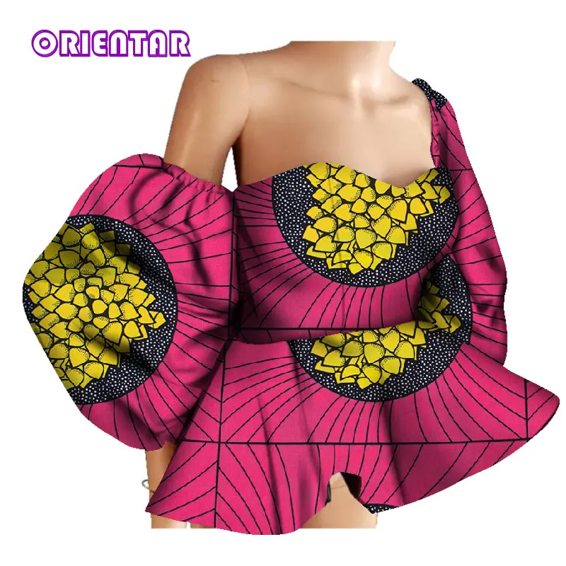 New Cotton Women Shirts African Wax Draped Print Shirts for Women Bazin Riche Patchwork African Style Clothing WY3397 - Цвет: 10