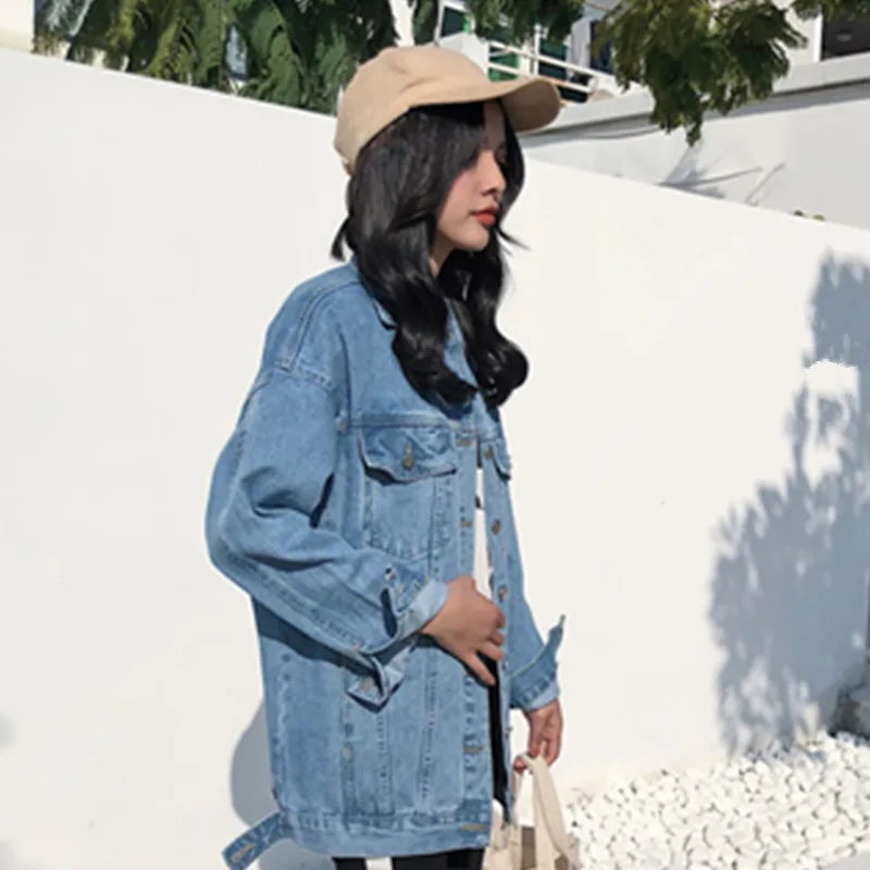 

Women's Denim Jacket 2021 Korean Style Solid Casual Blue Jackets Autumn Plus Size Loose Jeans Coats Female