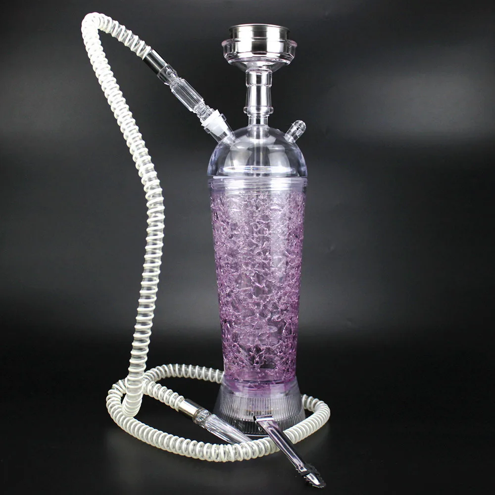 

Transparent Acrylic 5 Colors Led Light Vase Hookah Shisha Set Stainless Steel Bowl Water Hose Narguile Shisha Chicha 9.5x39.3 Cm