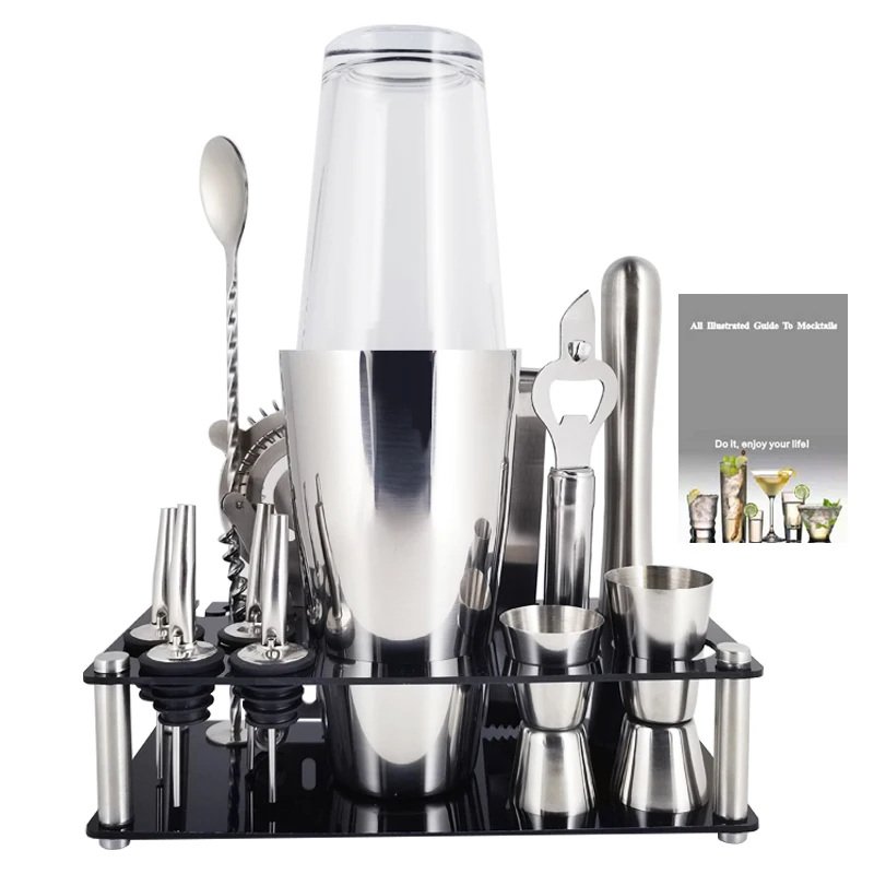 

IYouNice 550/750ml Stainless Steel Bartender Tool Set 1-13 Pcs Cocktail Shaker Drink Mixer Bar Rack Bar Cocktail Recipe