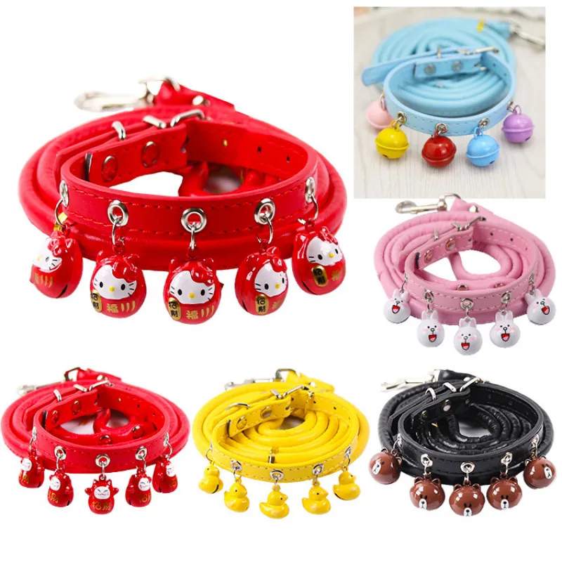 

Pet Supplies Cat Dog Bell Dog Collar Cat Collar Teddy Small Dog Big Bell Cat Collar Hand Holding Rope lovely Leash beautiful