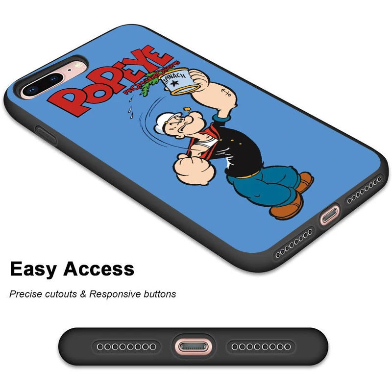 Чехол для телефона Popeye the Sailor iPhone 11 Pro Max X XS XR 8 7 6 5 s Plus Силиконовый ТПУ ударопрочный