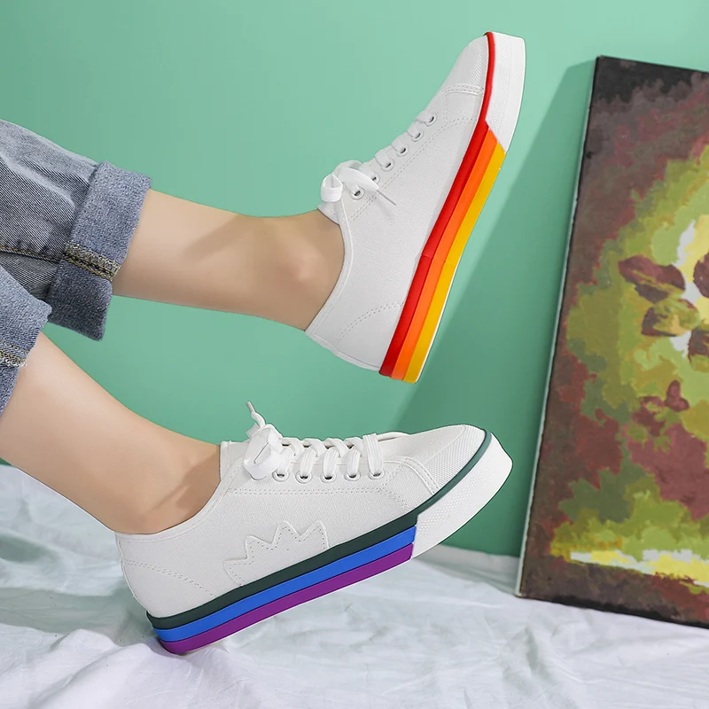 Женская повседневная обувь на плоской подошве Парусиновая Повседневная дышащая