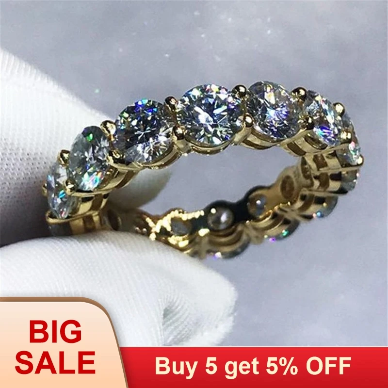 

3 colors Lovers infinity Band ring 925 Sterling silver Engagement wedding rings for women men 4mm AAAAA zircon crystal Bijoux