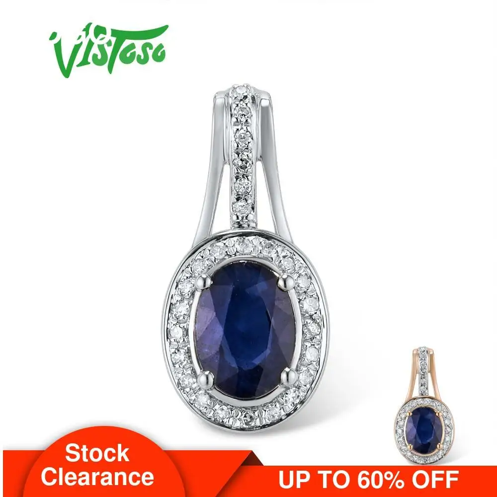 Женская подвеска с синим сапфиром VISTOSO из розового золота 14 к 585 пробы 7 Х5