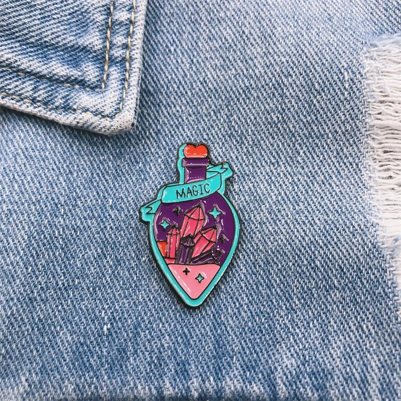 Creative Magic Bottle Heart Shape Pencil Star Enamel Brooch Alloy Badge Denim Clothes Bag Pin Cartoon Cute Jewelry Gift For Kid | Украшения