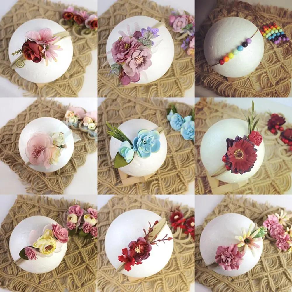 Artificial Flowers Newborn Baby Photography Props Infant Girl Headbands Handmade Babe Hairbands | Детская одежда и обувь