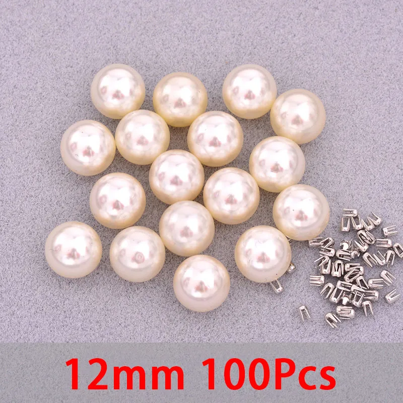 12mm 100pc Beige JUNAO, 4, 5, 6, 8, 10 мм, белый жемчуг, бусины, установка жемчуга, стразы, Ручной пресс, инструменты, заклепки, машина для рукоделия, швейные принадлежности - Цвет: 12mm 100pc Beige
