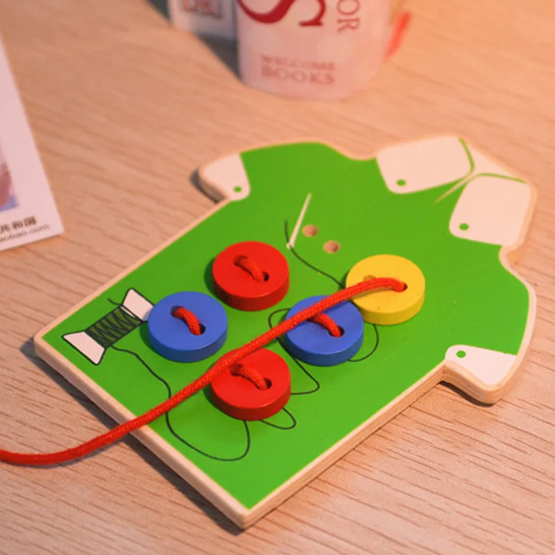 

on a Button Toy Children Threading Beaded Bracelet Game Baby Exercise Hand-Eye Coordination Observation Intelligence. 06