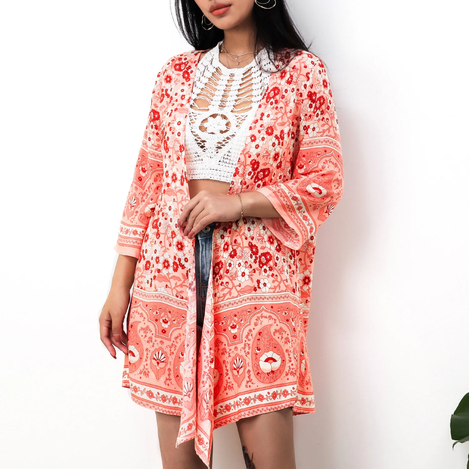 

Irisapparels Women's 2020 Summer Beach Wear Swimwear New Fashion Casual Mid-length Beachwear Print Bikini Cover Up