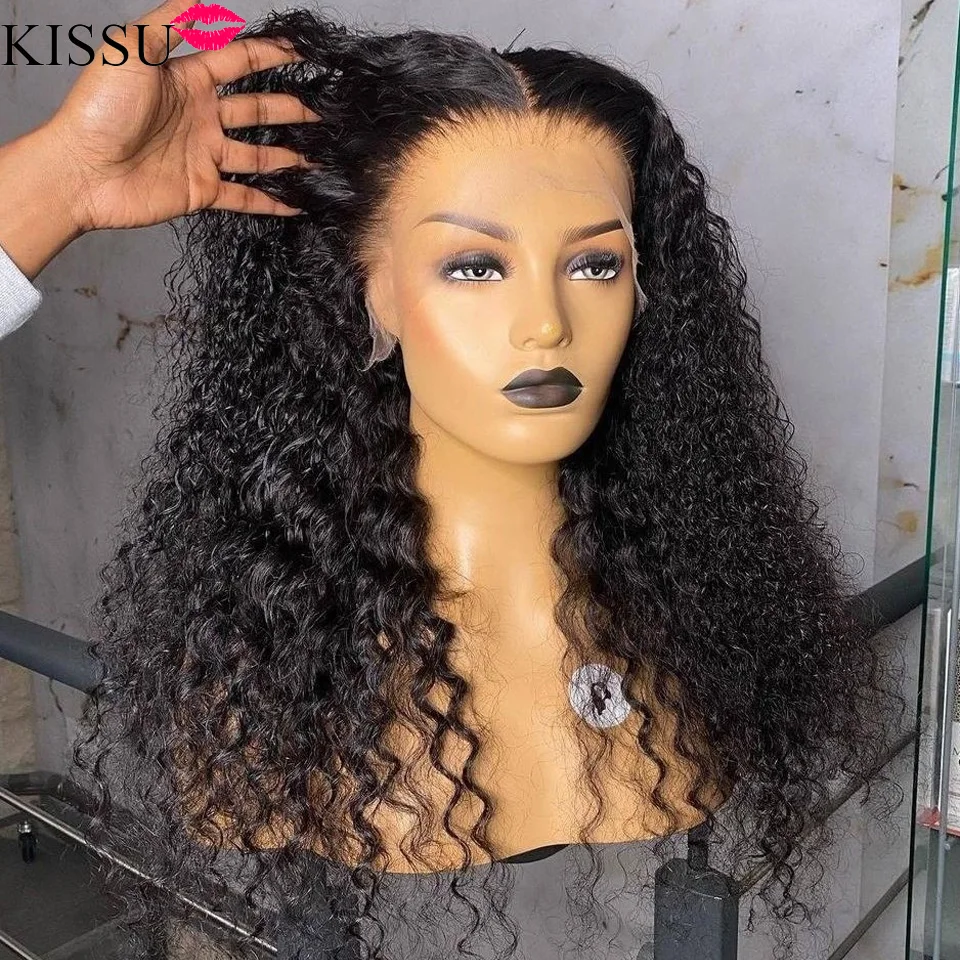 Deep Curly Lace Front Wig Human Hair Wigs For Black Women Kinky Curly 4x4 Lace Closure Wig Prelucked T Part Lace Frontal Wig