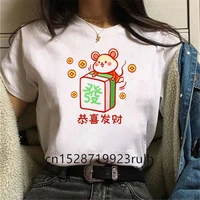 women mahjong cartoon print t shirt harajuku summer tshirts casual round neck t shirt short sleeves tops tees funny clothes