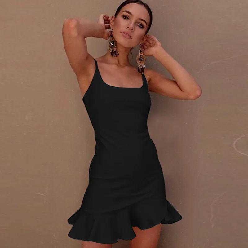

Summer women's sexy ruffled tight skirt dress