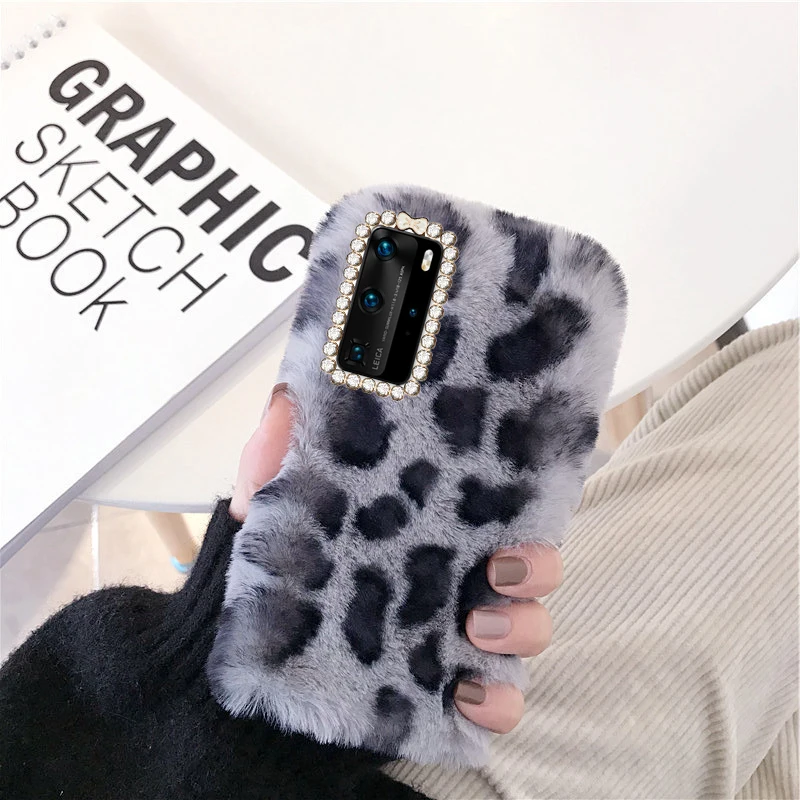 

Winter Warm Phone Case For Huawei P40 P30 P20 Pro Plus Lite E Mate 20 30 40 Pro Nova 5 5T 5i 6 7 7i 8 SE Diamond Fur Plush Case