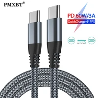 pd 60w usb type c to usb c cable mobile phone usb c fast charging data cord for macbook pro xiaomi 11 9 huawei p40 p30 3m2m1m