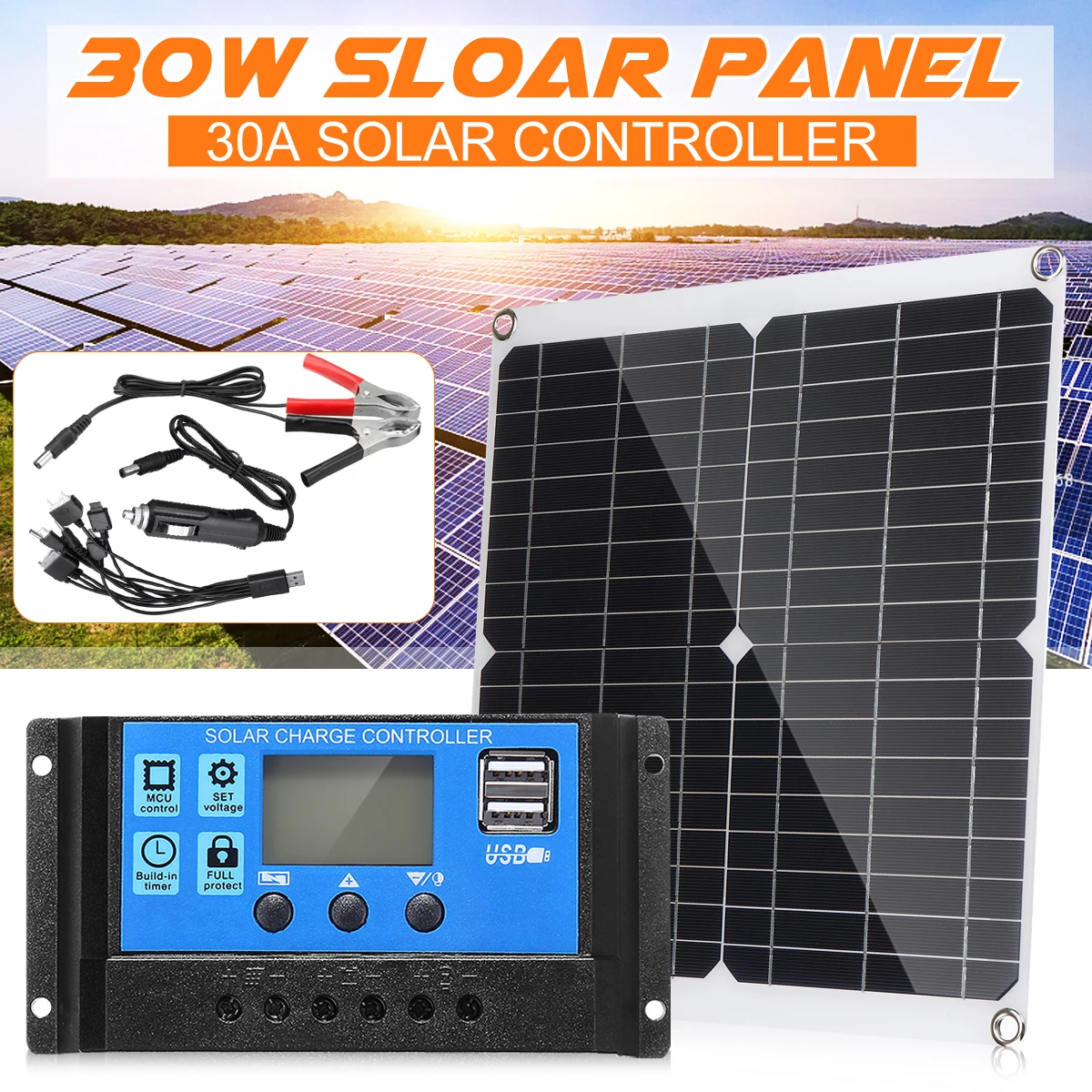 50 Вт 100 Гибкая солнечная панель 10A 20A 30 модуль солнечного контроллера для