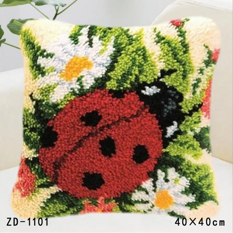

Hold Pillow Ladybird Flower Latch Hook Rug Kits Handwerken Knooppakket Embroidery Pillowcase Crochet Hook Embroidery Pillows Kit
