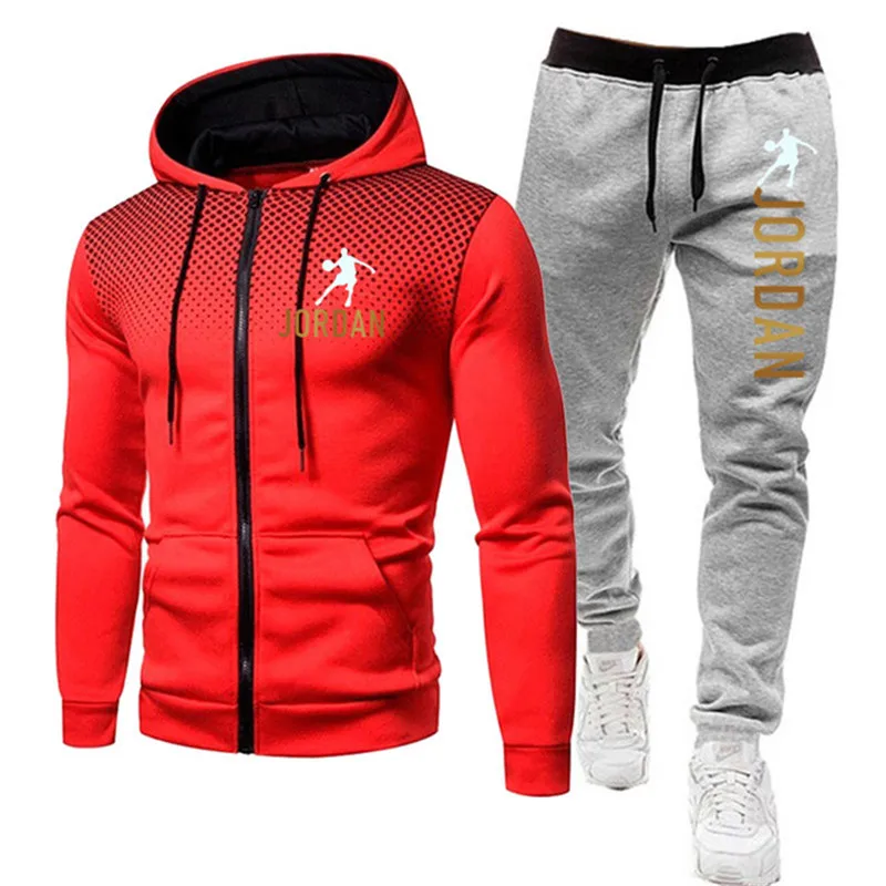 

2021 New Fashion printingMen's Brand Sportswear Track Suit 2-piece Set Thickened Fleece Men's Hoodie + Pants Suit