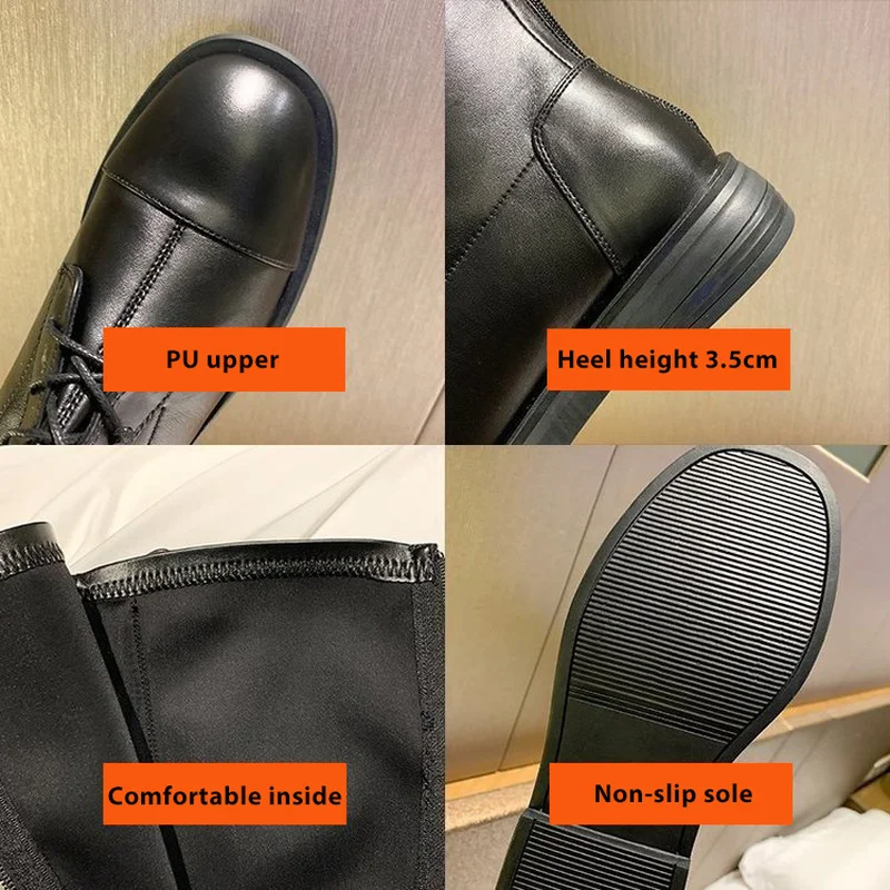 

Winter Knee High Boots Warm Women Chunky Shoes Platform Luxury Ladies Knight Boot Non-slip Female Footwear Cross Strap 2021 New