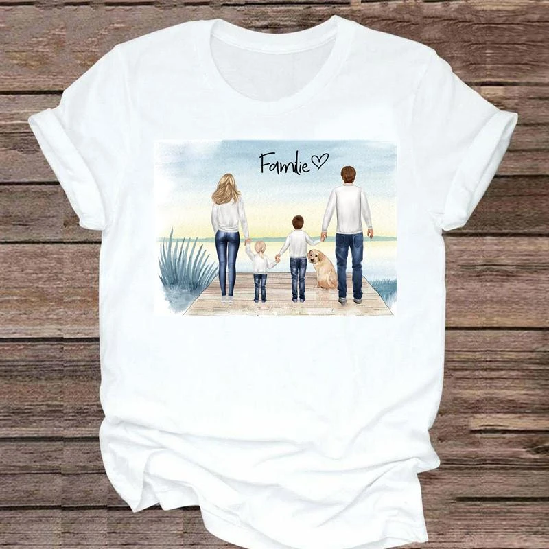 

Sweet Family Love Printed Women T Shirt Fashion Graphic Clothes Aesthetic Tshirt Top Female Short Sleeve Clothes 30923