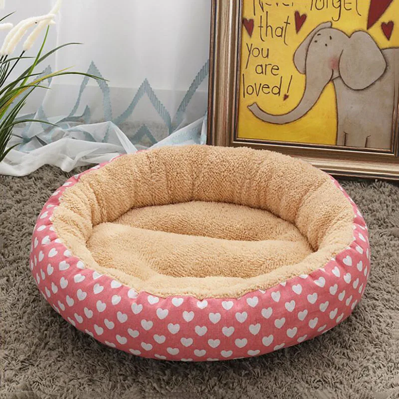 

Soft Warm Cotton Small Dog Bed Cartoon Round Pet Bed Kennel Print Plus Dog Cat Sofa Bed Portable Puppy Cushion Mat Drop Shipping