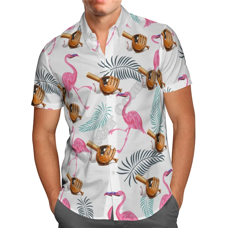 

Hawaii Shirt Hawaiian beach Summer Flamingo Printed 3d Men's Shirt Harajuku Tee hip hop shirts 23