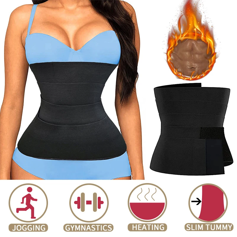 

Snatch Me Up Bandage Wrap Women Sweat Sauna Waist Trainer Body Shaper Neoprene Shapewear Sheath Trimmer Tummy Adjustable Strap