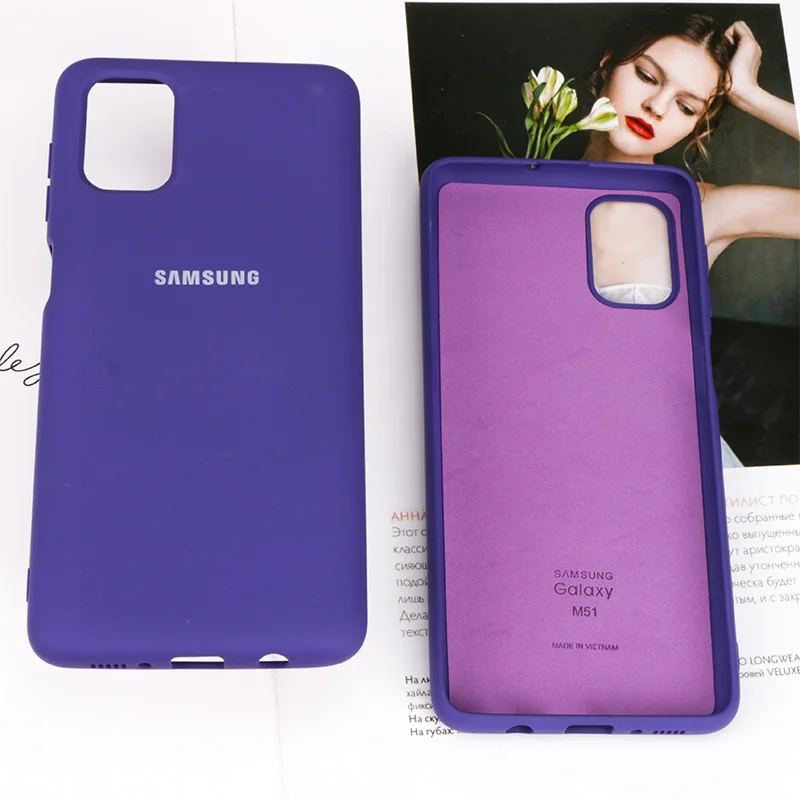 Чехол для телефона Galaxy M51 M31 жидкий силиконовый шелковистый мягкий сенсорный