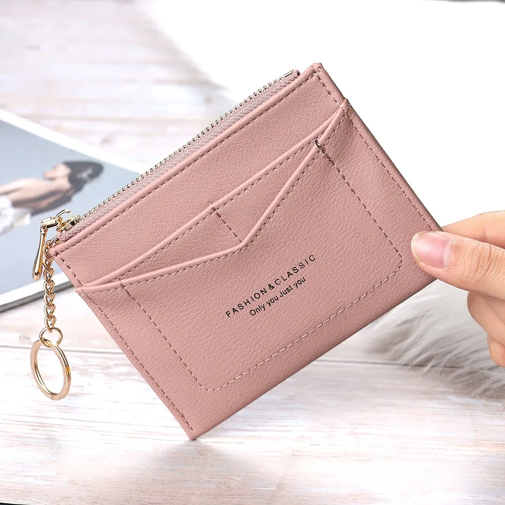 

Leather Card Holder Men Cow Leather With Key Ring Chains Wallet Name Id Credit Card Wallet Solid Bussiness Purse Money Key Pouch