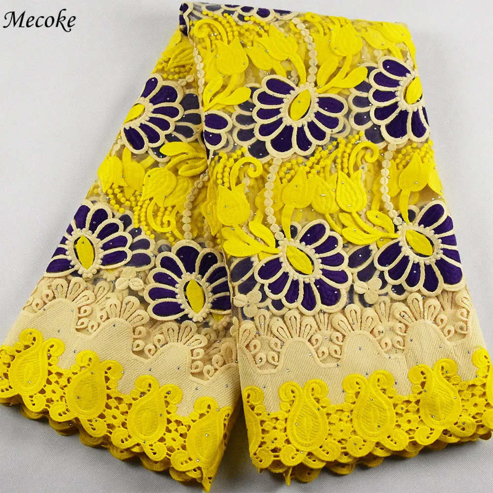 

Новинка 2,5 ярдов Высококачественные швейцарские вуали кружева Швейцария Лидер продаж сетка 2021 Африканский желтый шнур вышивка Африканские кружева ткани